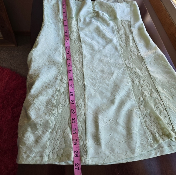 ​✨ VINTAGE Bisou Bisou Michele Bohbot Pastel Green Lace Trim Chemise Slip Dress - Picture 5 of 7